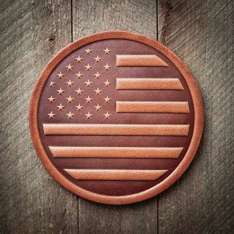 Leather Coaster, American Flag