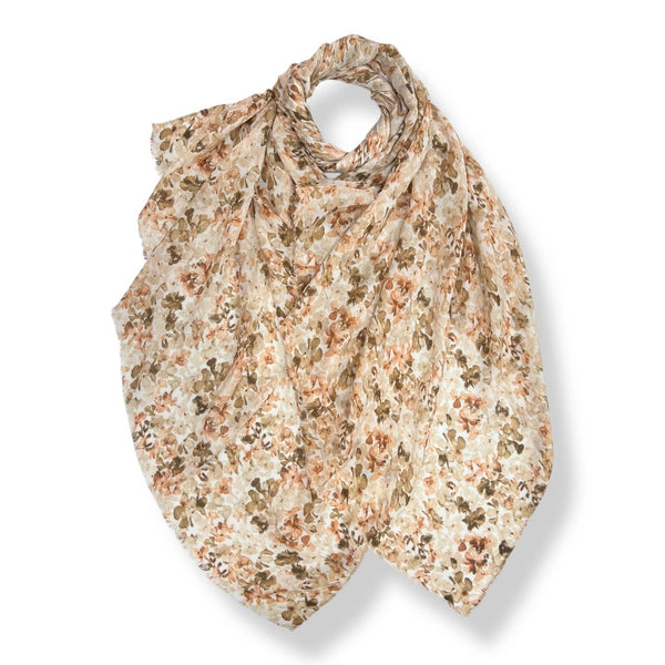 Scarf, Sweat Pea Flower Print Beige