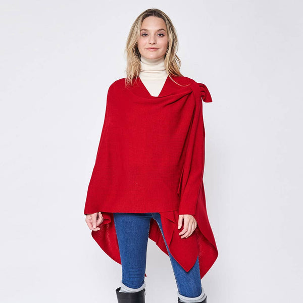 Ruana with Shoulder Strap: Red