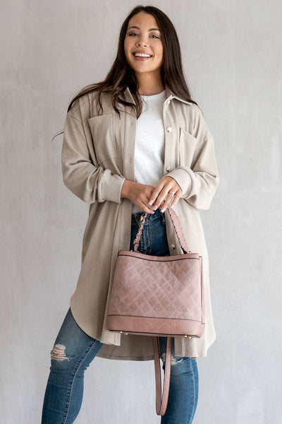 Purse, Maude Quilted Satchel: Mauve
