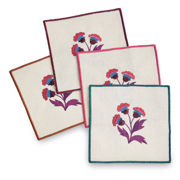 Autumn Bloom Cotton Coasters Set/4