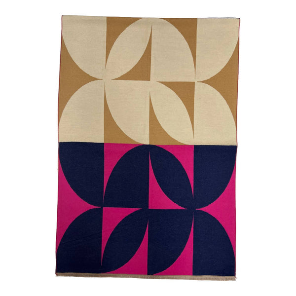 Scarf, Retro Cashmere Blend w/ Fringes: Pink/Red