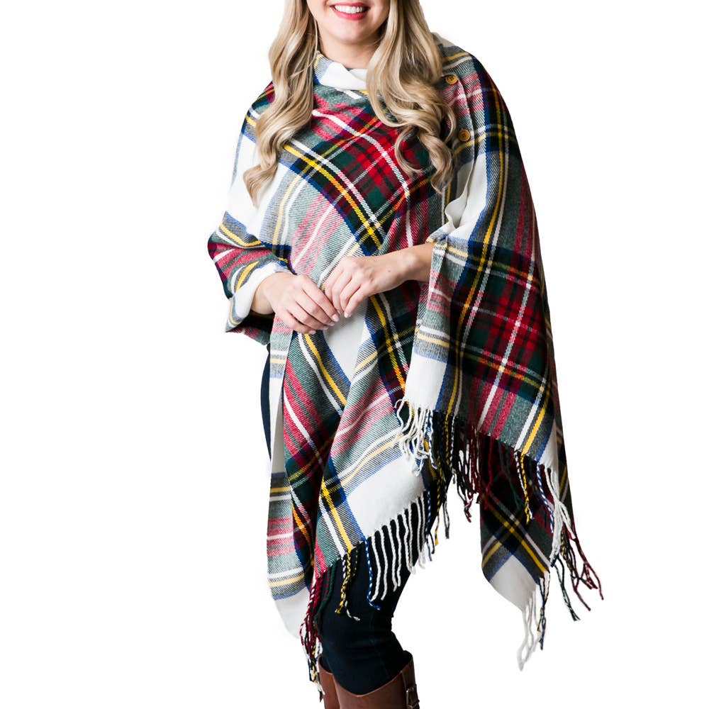 Wrap, 3-In-1 Plaid, White