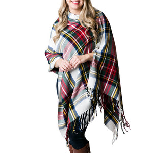 Wrap, 3-In-1 Plaid, White