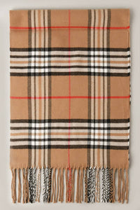 Scarf, Giant Check Cashmere Feel, Tan