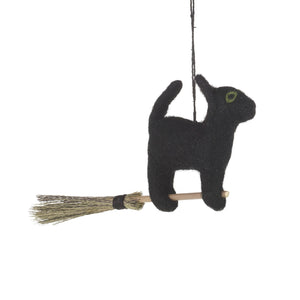 Ornament, Felt, Flying Black Cat