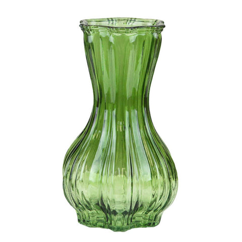 Glass Vase: H-8" D-4.75" , Green