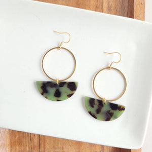 Earrings, Reese - Olive Tortoise