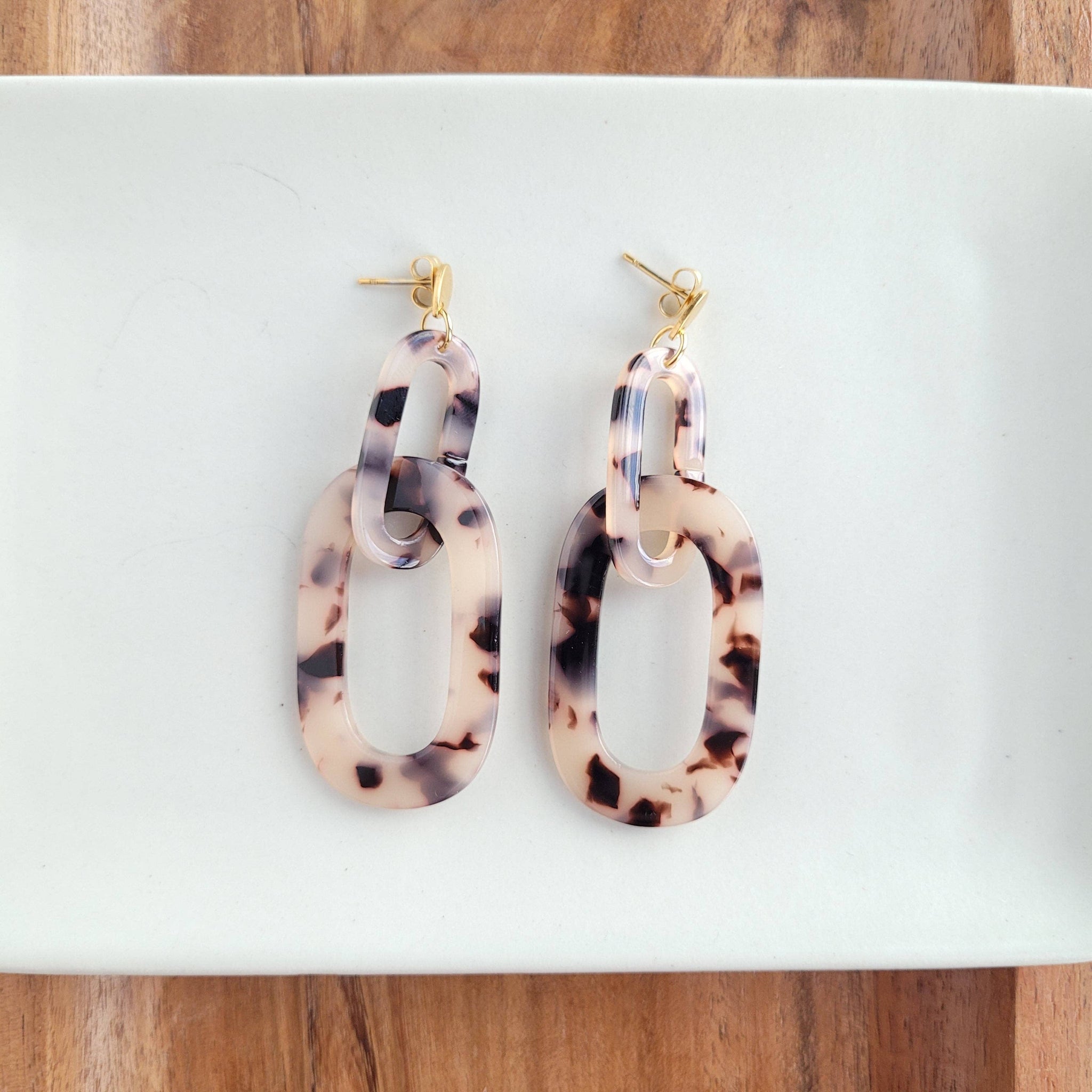 Earrings, Chrissy - Blonde Tortoise