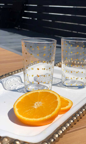 Glass, Moroccan Tea w/ Gold Polka Dots