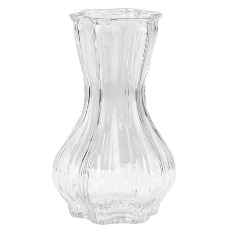 Glass Vase: H-8" D-4.75", Clear