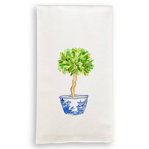 Tea Towel, Blue & White Bowl with Lemon Tree