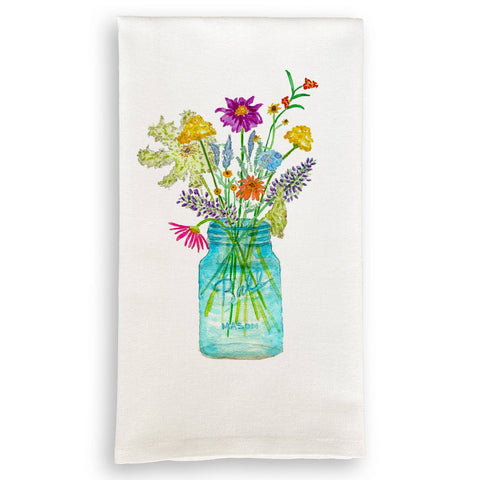 Tea Towel, Wildflowers in a Mason Jar
