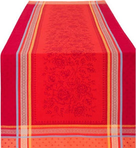 Runner, French Jacquard - Bouquet Red