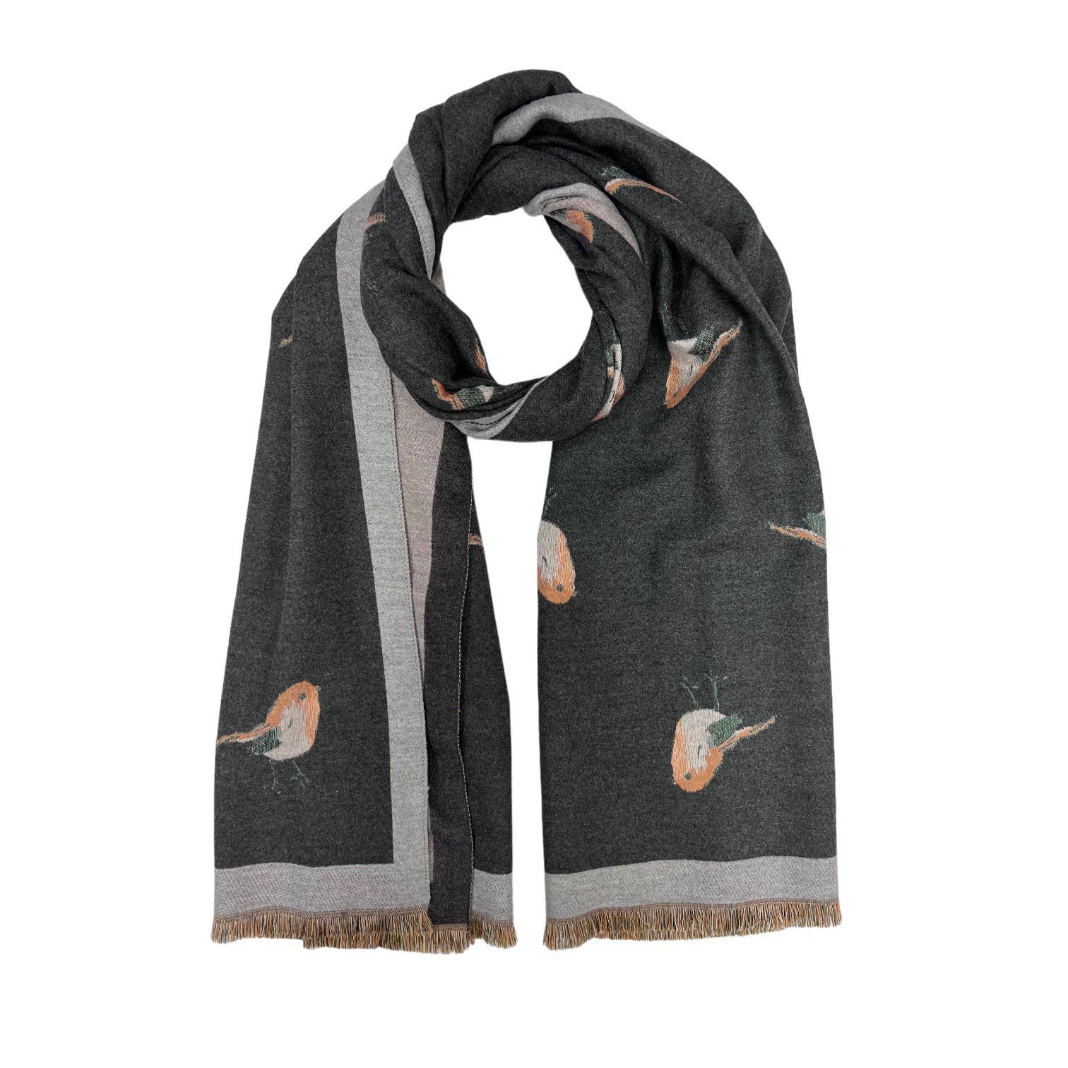 Scarf, Reversible, Robin Cashmere Blend, Charcoal