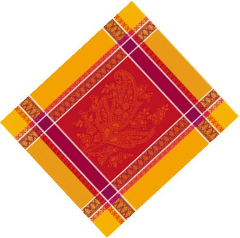 Napkins S/4, French Jacquard - Paisley Red/Gold