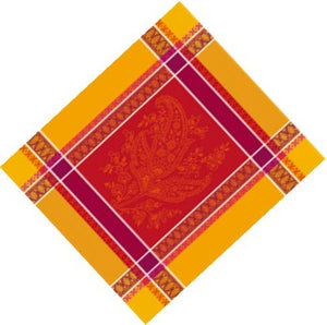 Napkins S/4, French Jacquard - Paisley Red/Gold