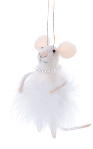 Ornament, Felt Mouse w/ Necklace