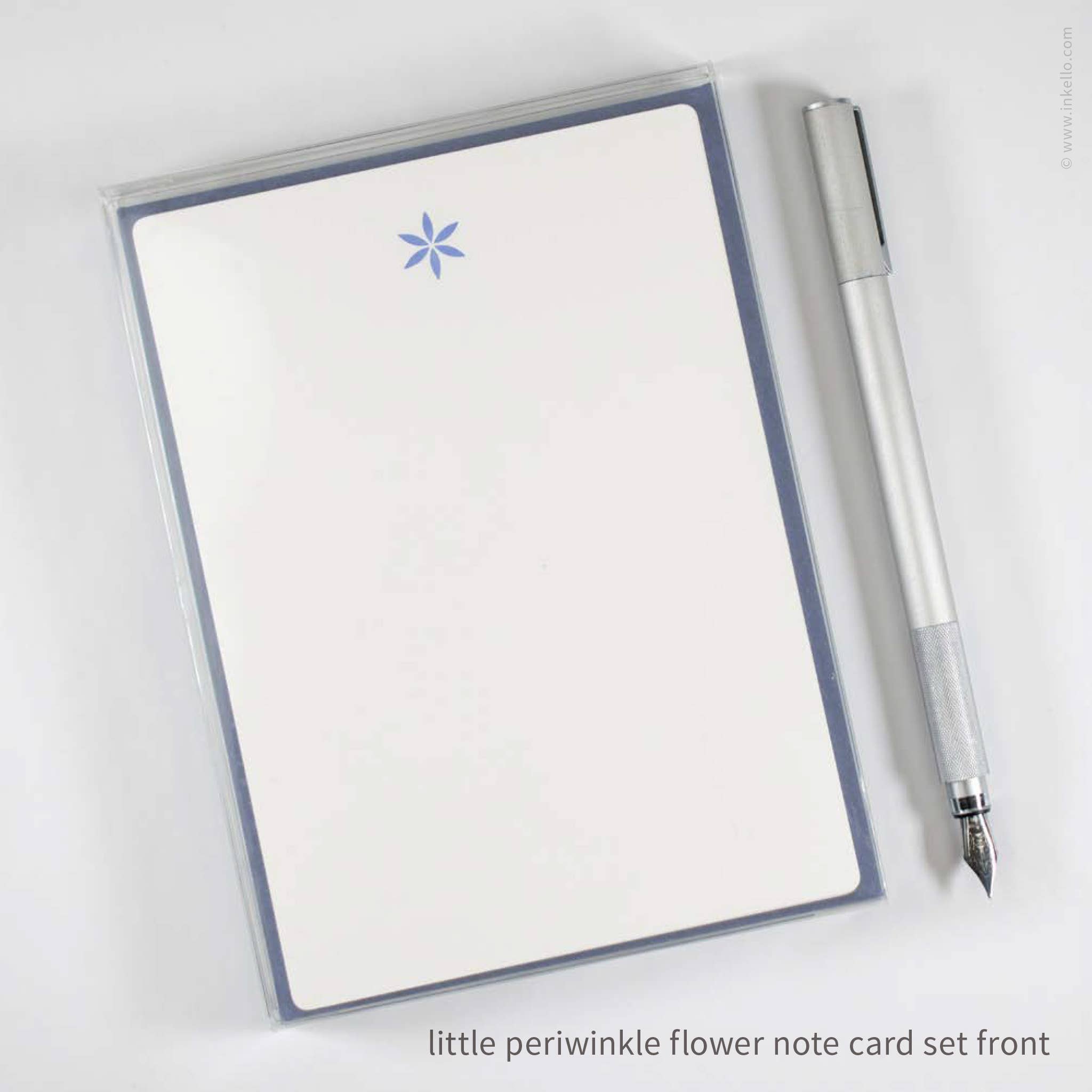 Flat Note Card Set with Little Periwinkle Flower