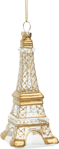 Ornament, Blown Glass Eiffel Tower, Clear