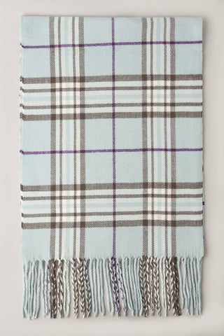 Scarf, Giant Check Cashmere Feel Sky Blue