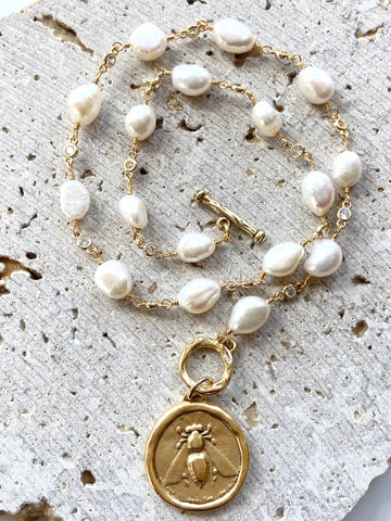 Necklace, Queen Bee Pearl 18"