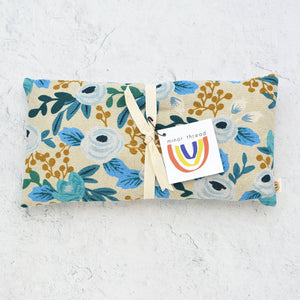 Lavender Eye Pillow, Weighted, Rosa Blue Floral Canvas