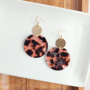 Earrings, Zoey Pink Glitter Tortoise