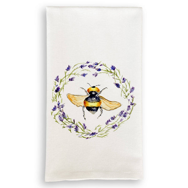 Tea Towel, Bee with Lavender Wreath