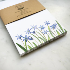 Notepad, Blue Scilla Flowers