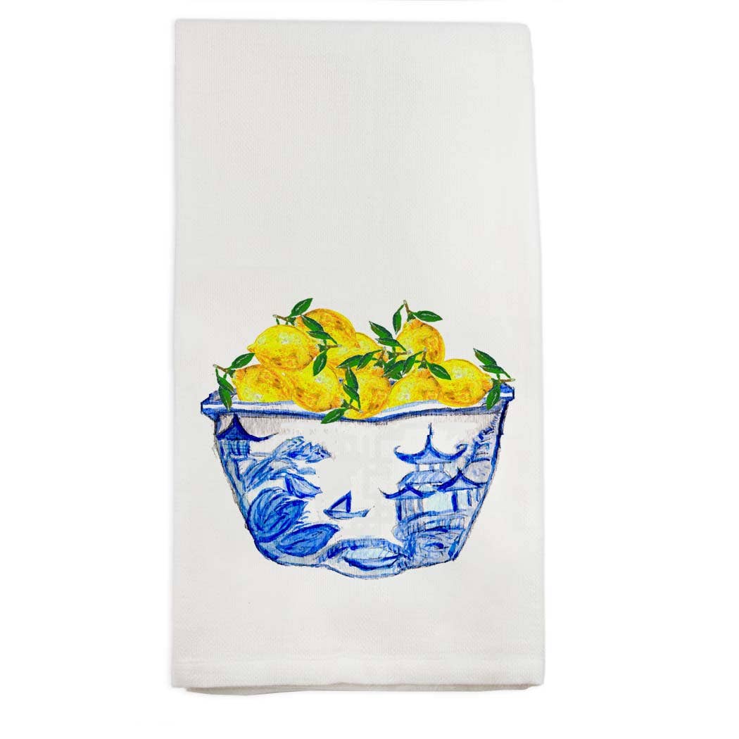 Tea Towel, Blue Bowl with Lemons