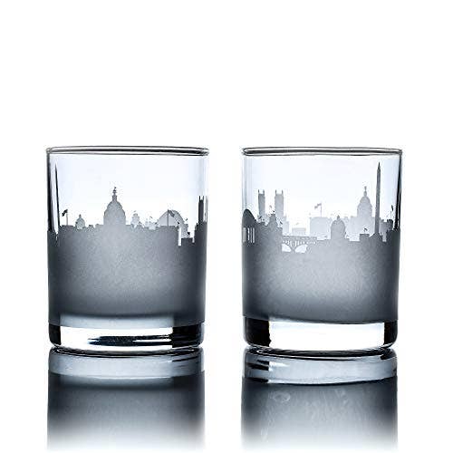 Whiskey Glass, Washington DC Etched Skyline (single)