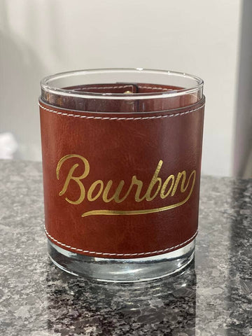 Rocks Glass, Bourbon Word Faux Leather