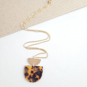 Necklace, Harper - Tortoise/Gold Pendant