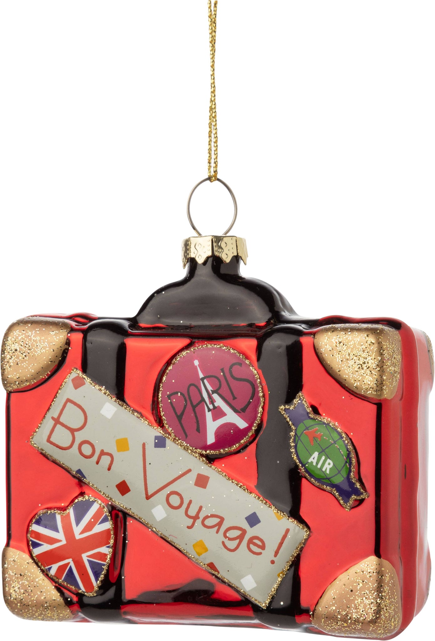 Ornament, Glass Bon Voyage Suitcase