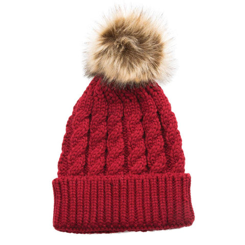 Beanie Hat w/ Pom Pom, Red