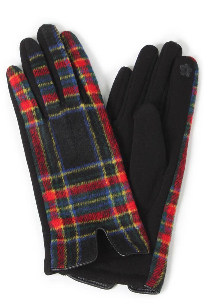 Gloves, Plaid Black