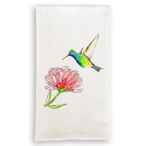 Tea Towel, Hummingbird with Flower