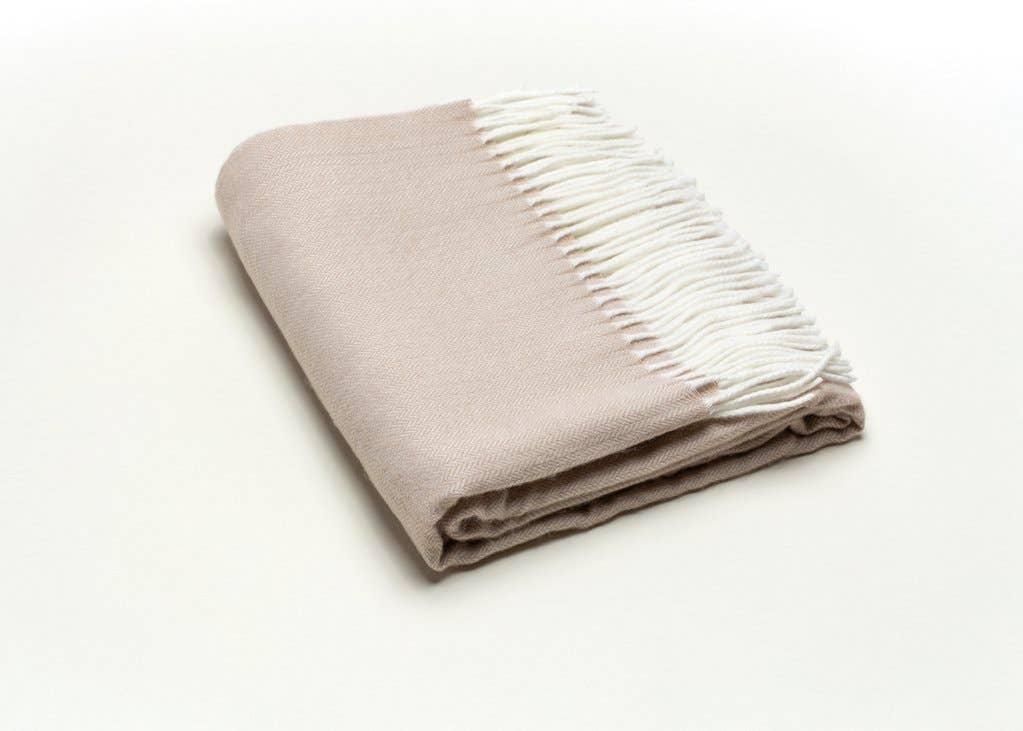 Throw, Fringed Herringbone, Sand