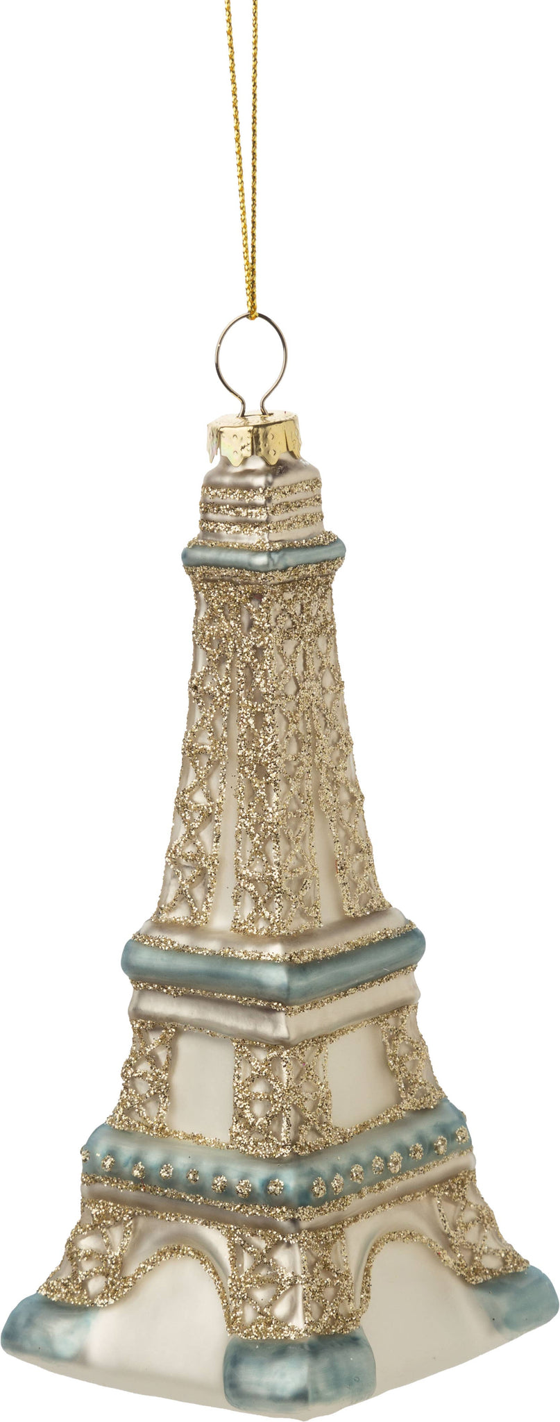 Ornament, Glass Eiffel Tower, Blue/Silver