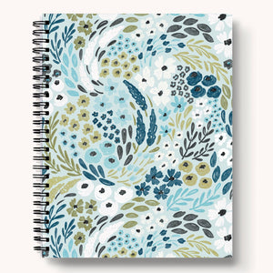 Waterfall Floral Spiral Lined Notebook 8.5x11in.