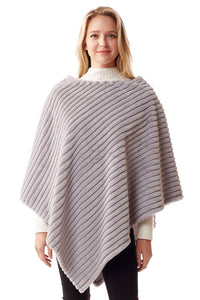 Poncho, Faux Fur, Grey