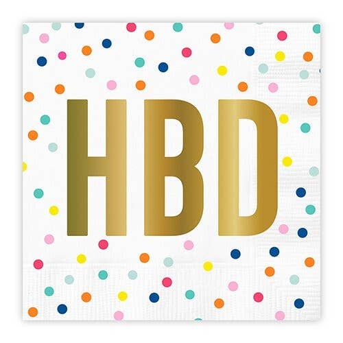 Napkins, Cocktail, HBD Gold Foil