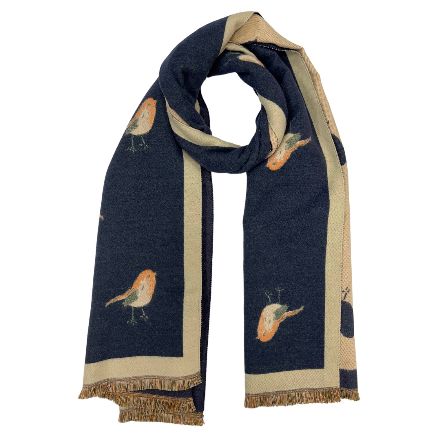 Scarf, Reversible, Robin Cashmere Blend, Navy