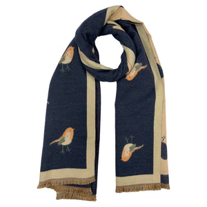 Scarf, Reversible, Robin Cashmere Blend, Navy