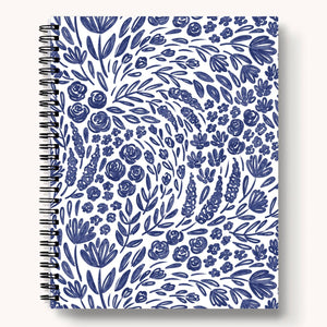 Porcelain Floral Spiral Lined Notebook 8.5x11in.
