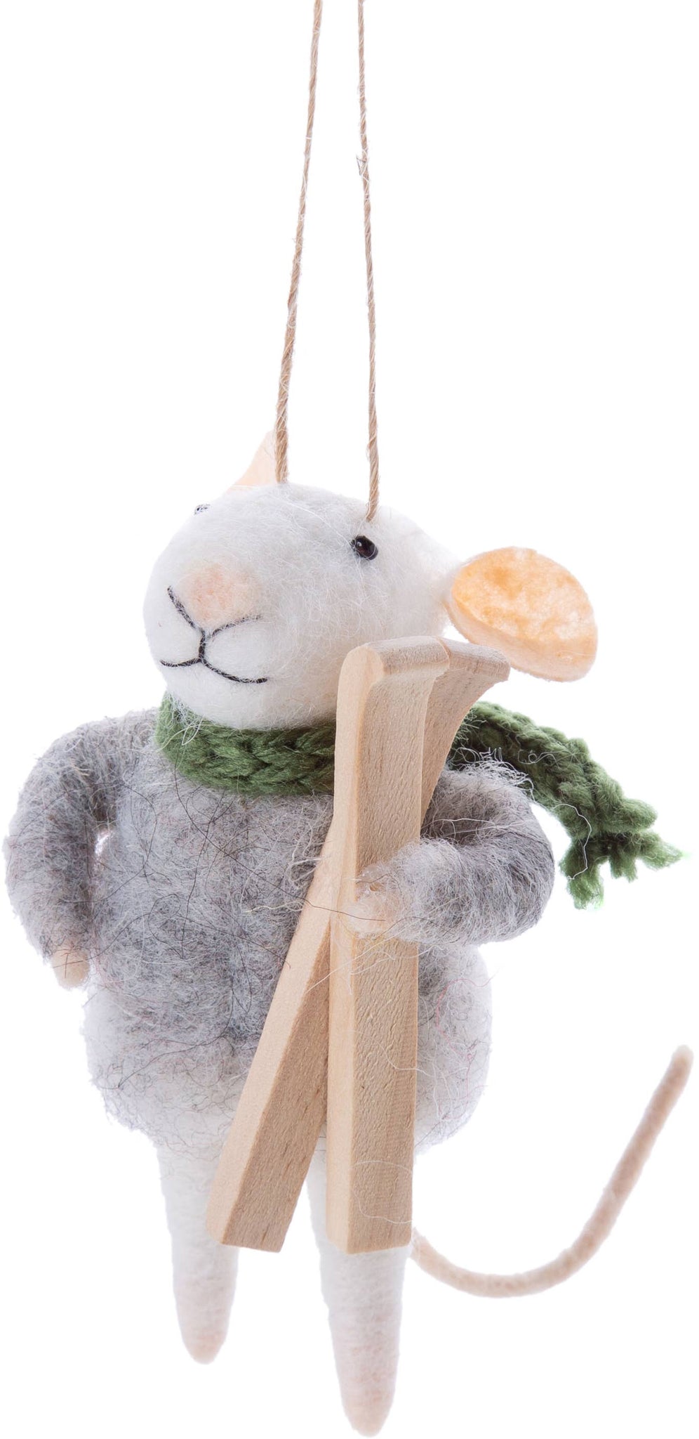 Ornament, Felt Mouse w/ Skis