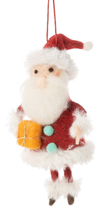 Ornament, Felt Santa w/ Gift