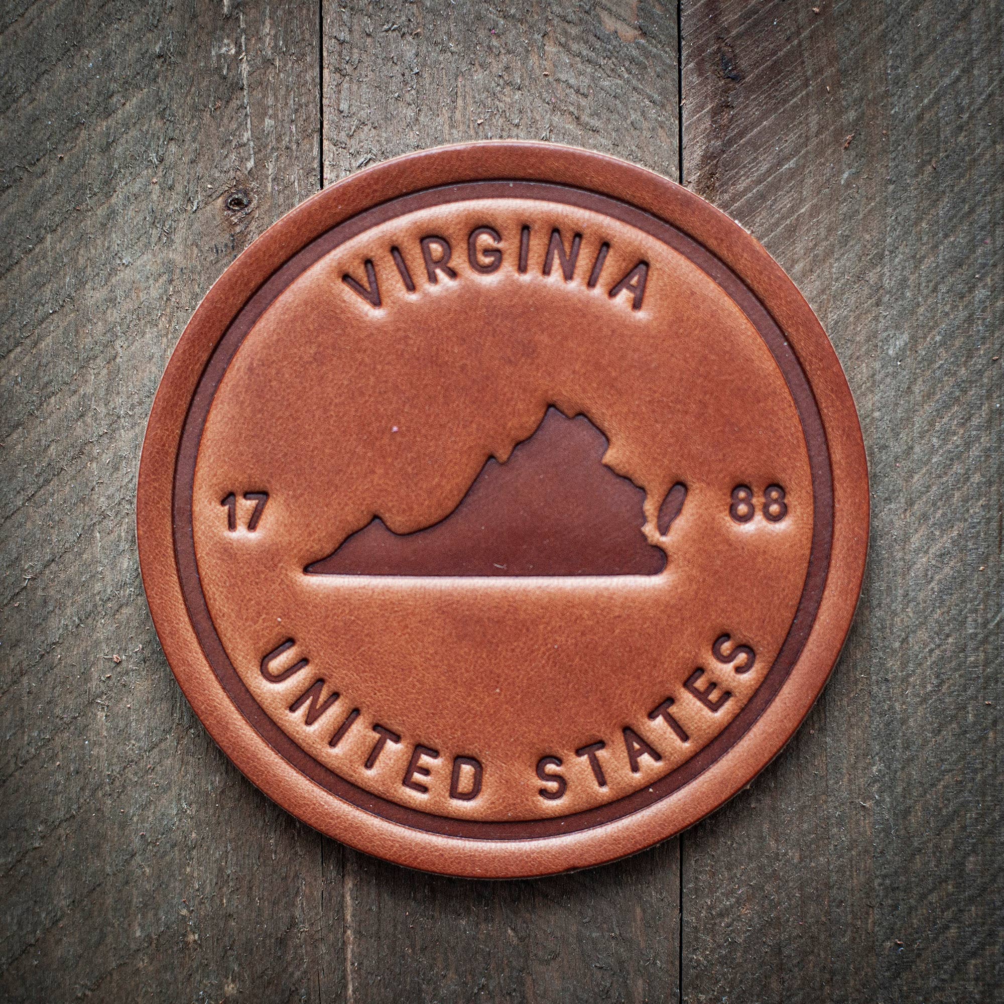 Leather Coaster, Virginia State Silhouette