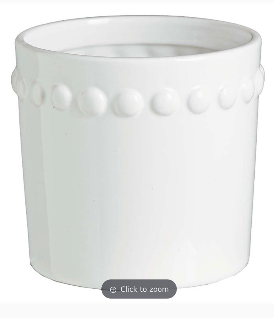 Vase, White Dotted, Small